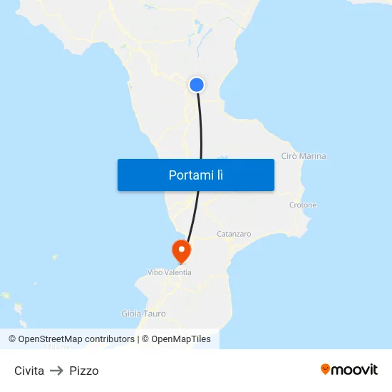 Civita to Pizzo map