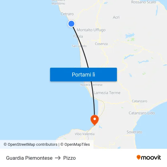 Guardia Piemontese to Pizzo map