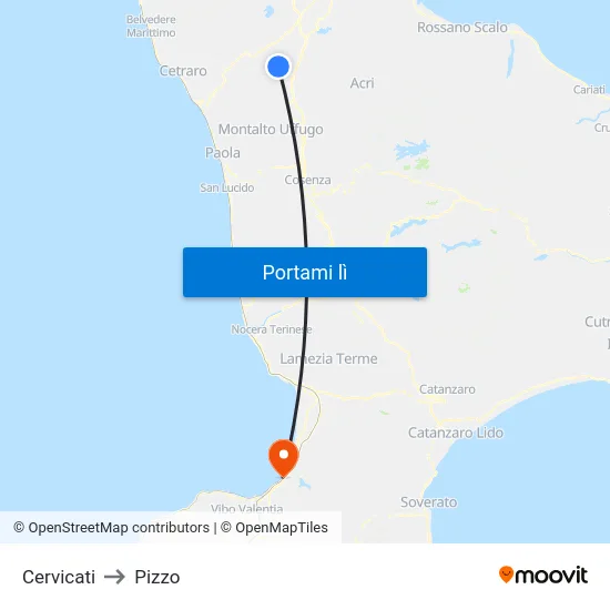 Cervicati to Pizzo map