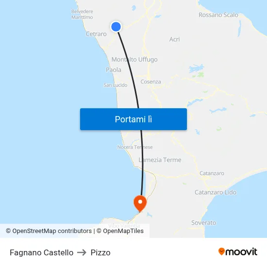 Fagnano Castello to Pizzo map