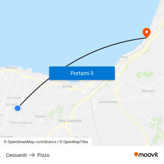 Cessaniti to Pizzo map