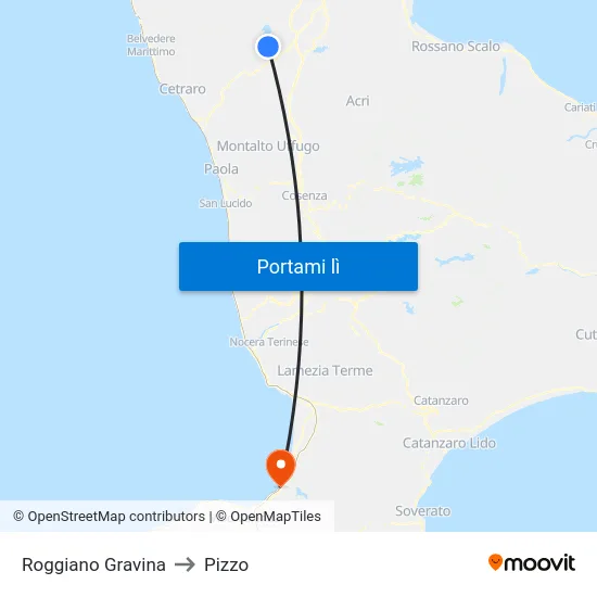 Roggiano Gravina to Pizzo map