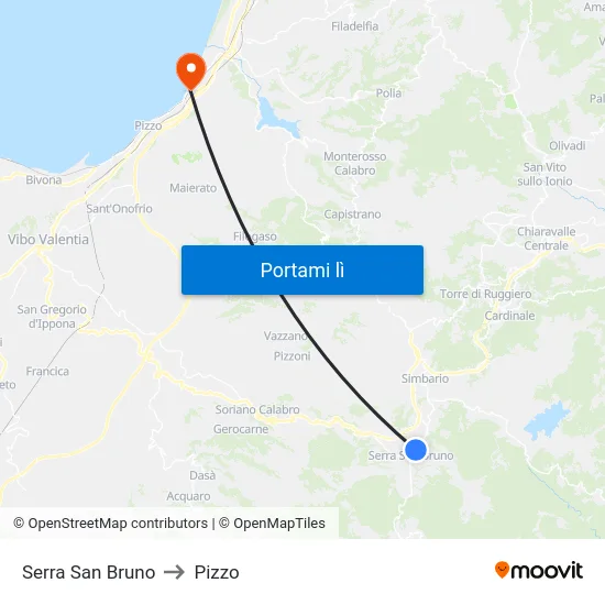 Serra San Bruno to Pizzo map