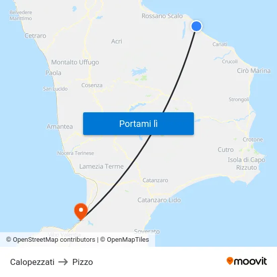 Calopezzati to Pizzo map