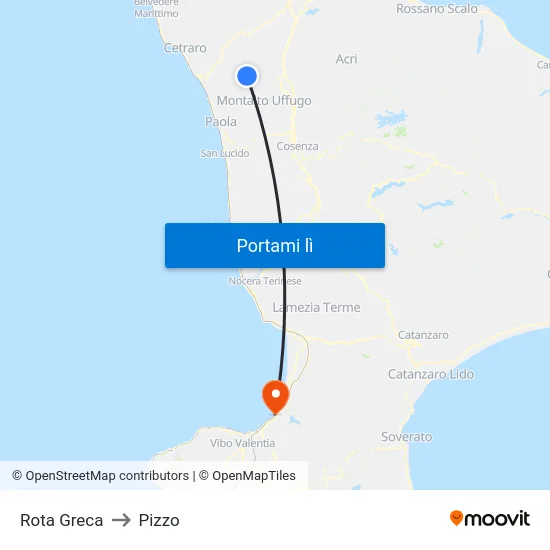 Rota Greca to Pizzo map