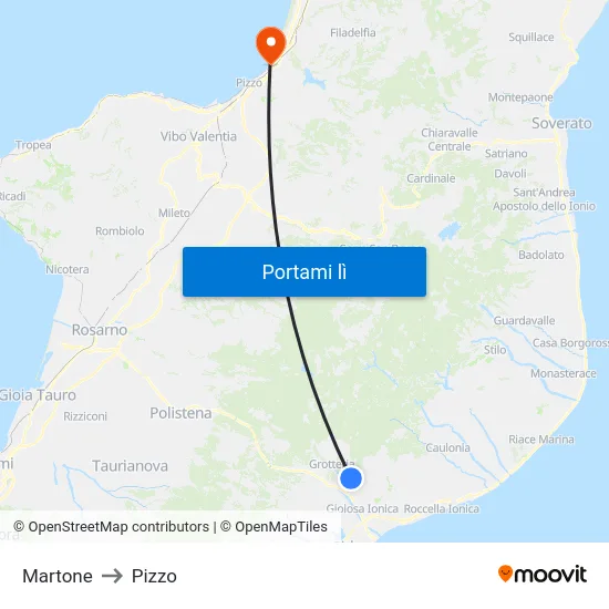 Martone to Pizzo map