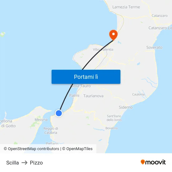 Scilla to Pizzo map
