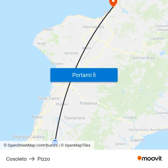 Cosoleto to Pizzo map