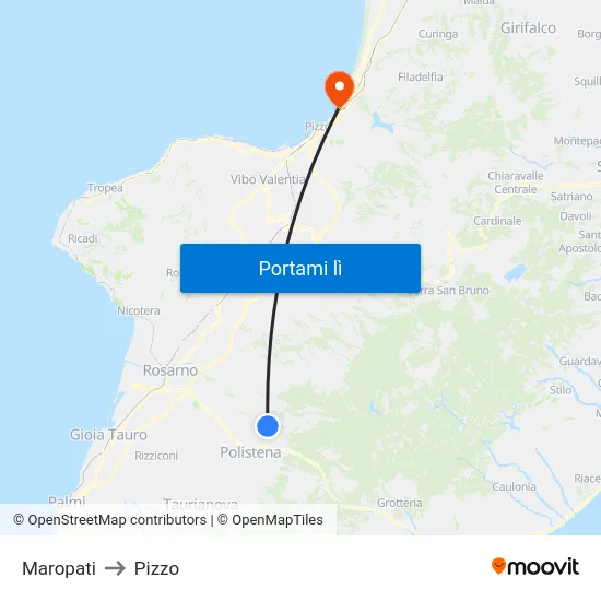 Maropati to Pizzo map