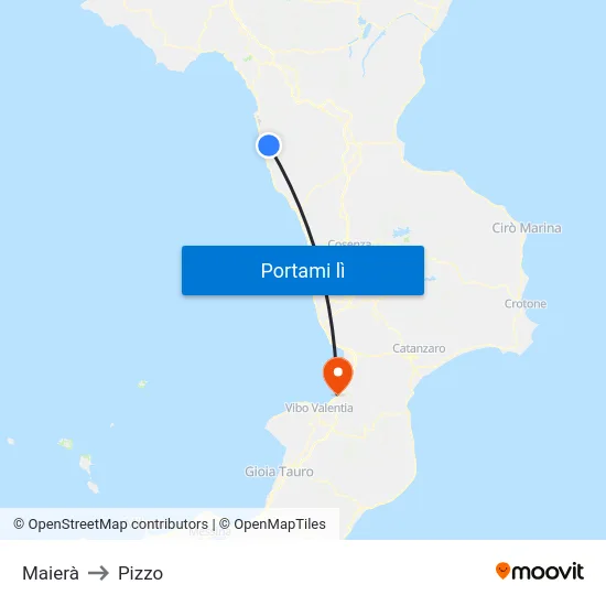 Maierà to Pizzo map