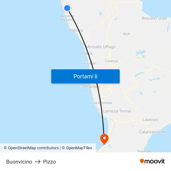 Buonvicino to Pizzo map