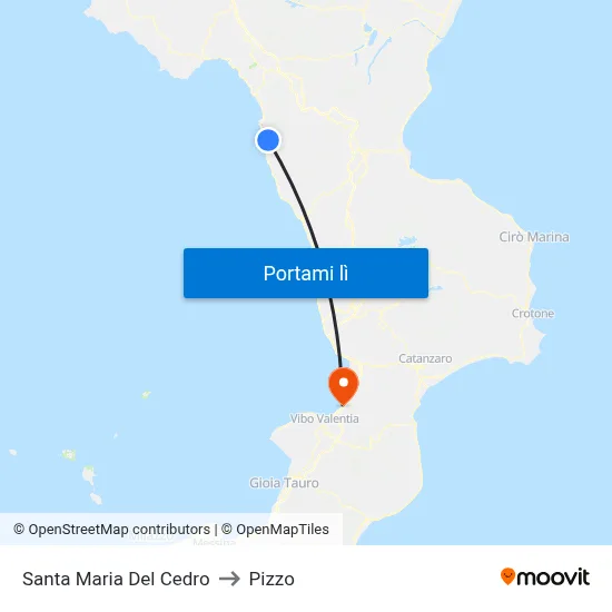 Santa Maria Del Cedro to Pizzo map