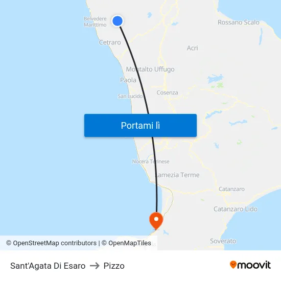 Sant'Agata Di Esaro to Pizzo map