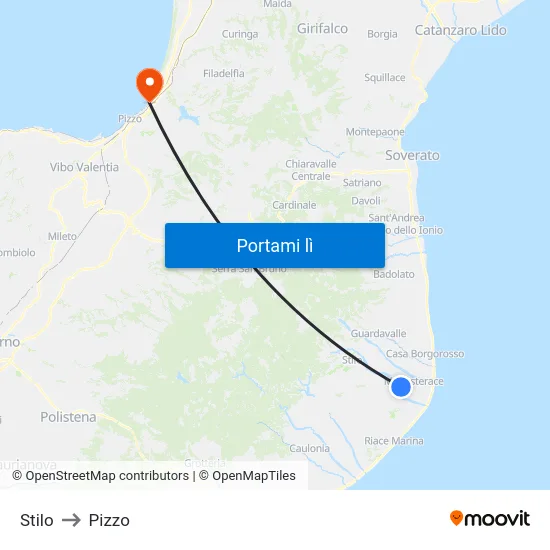 Stilo to Pizzo map