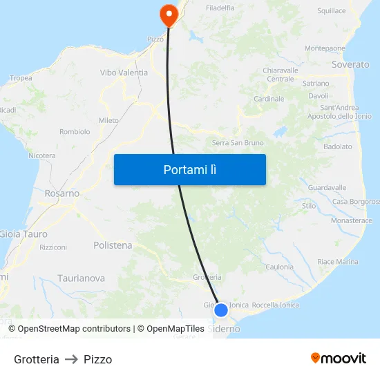 Grotteria to Pizzo map