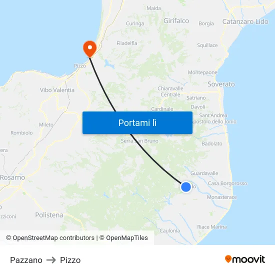 Pazzano to Pizzo map