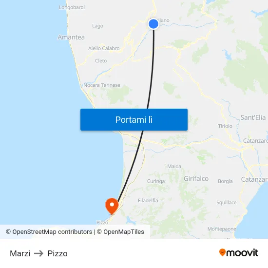 Marzi to Pizzo map