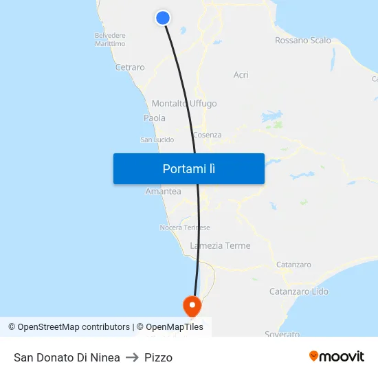 San Donato Di Ninea to Pizzo map