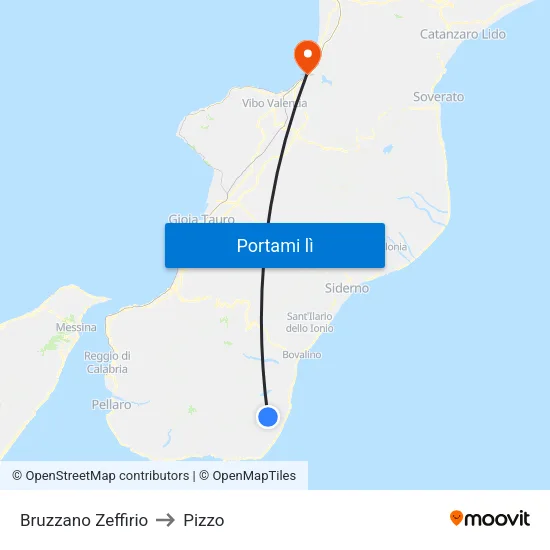 Bruzzano Zeffirio to Pizzo map