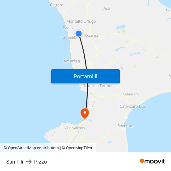 San Fili to Pizzo map
