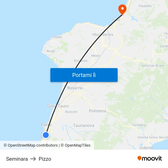 Seminara to Pizzo map
