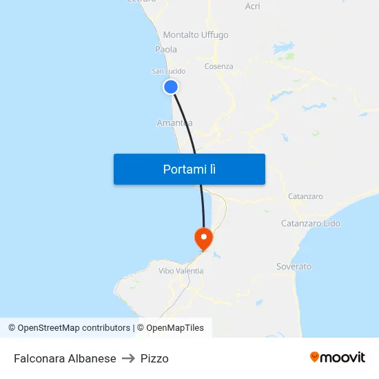 Falconara Albanese to Pizzo map