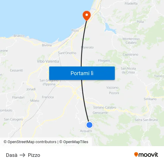Dasà to Pizzo map