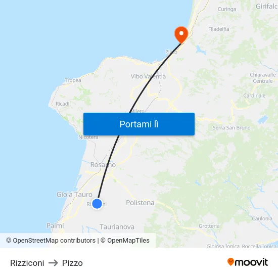 Rizziconi to Pizzo map