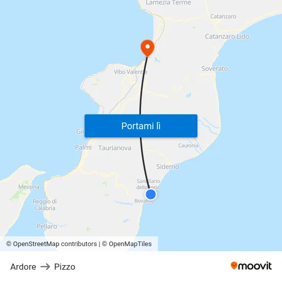 Ardore to Pizzo map