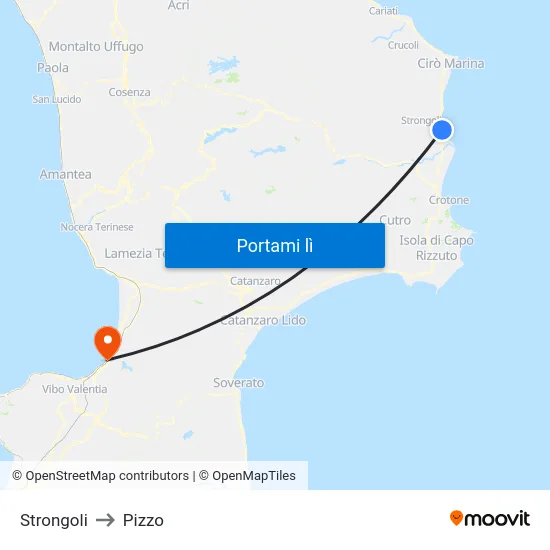 Strongoli to Pizzo map