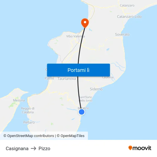 Casignana to Pizzo map