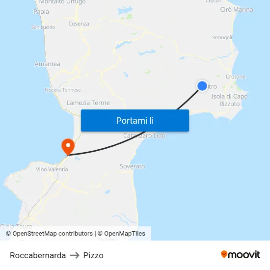 Roccabernarda to Pizzo map