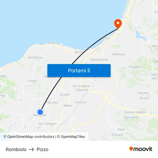 Rombiolo to Pizzo map