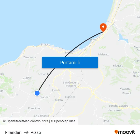 Filandari to Pizzo map