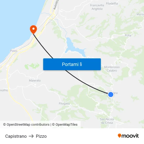 Capistrano to Pizzo map