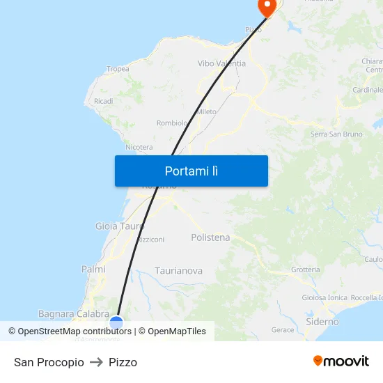 San Procopio to Pizzo map