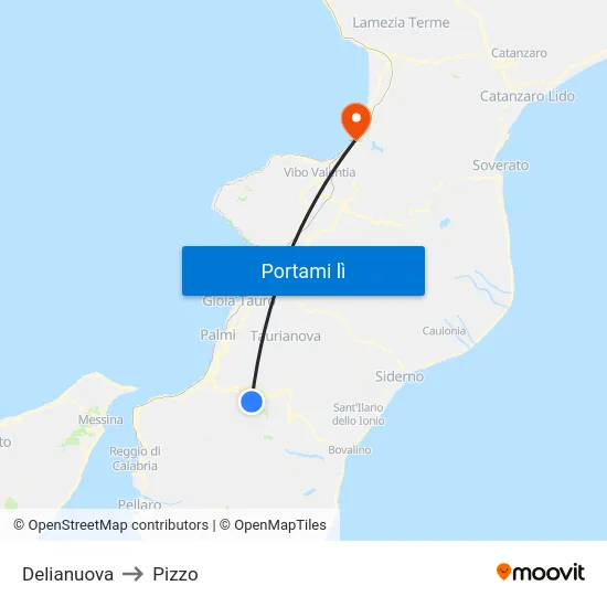 Delianuova to Pizzo map