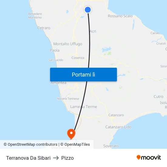 Terranova Da Sibari to Pizzo map