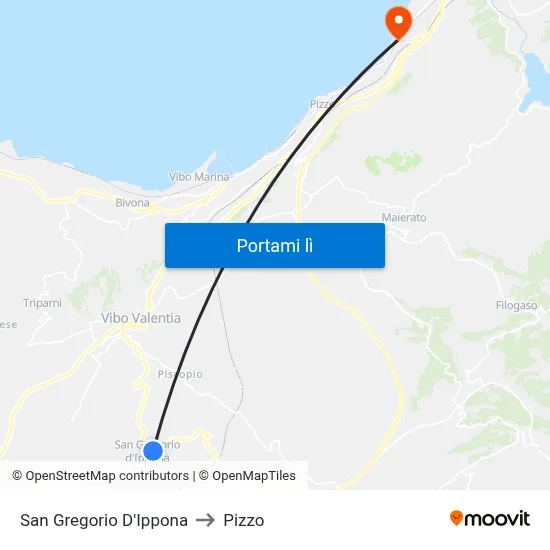 San Gregorio D'Ippona to Pizzo map