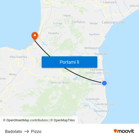 Badolato to Pizzo map
