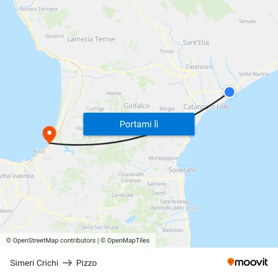 Simeri Crichi to Pizzo map