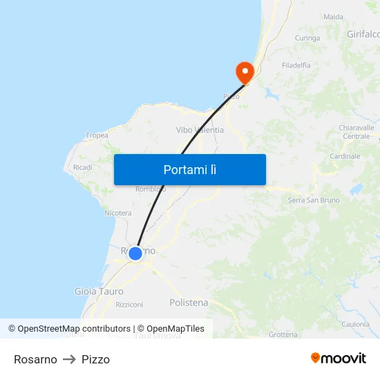 Rosarno to Pizzo map