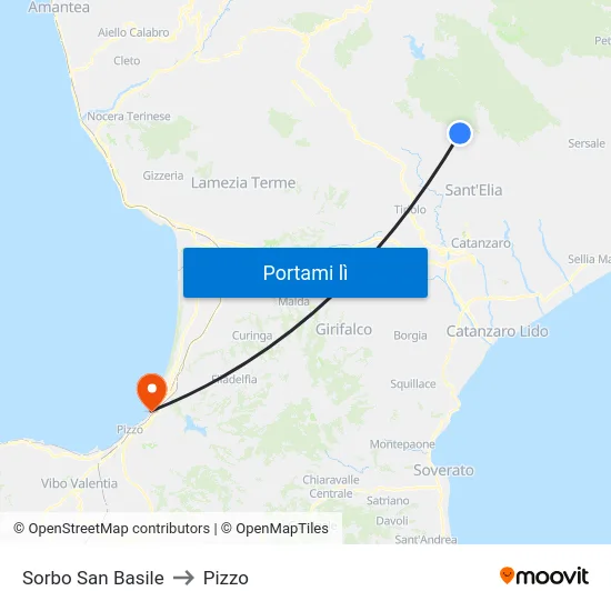 Sorbo San Basile to Pizzo map