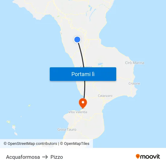Acquaformosa to Pizzo map