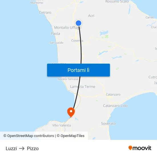 Luzzi to Pizzo map