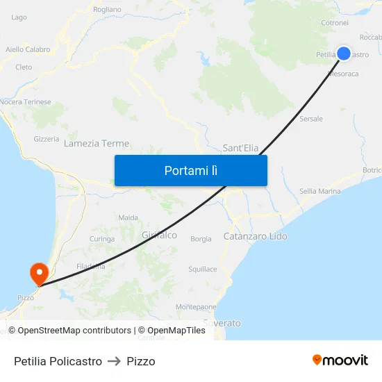 Petilia Policastro to Pizzo map
