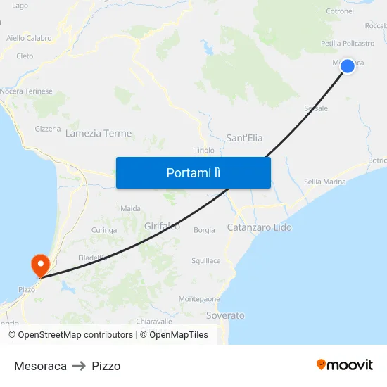 Mesoraca to Pizzo map