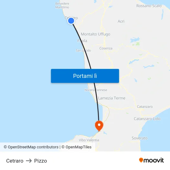 Cetraro to Pizzo map