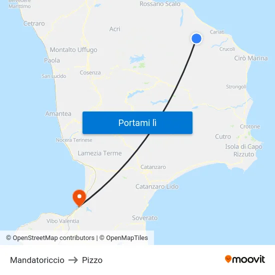 Mandatoriccio to Pizzo map