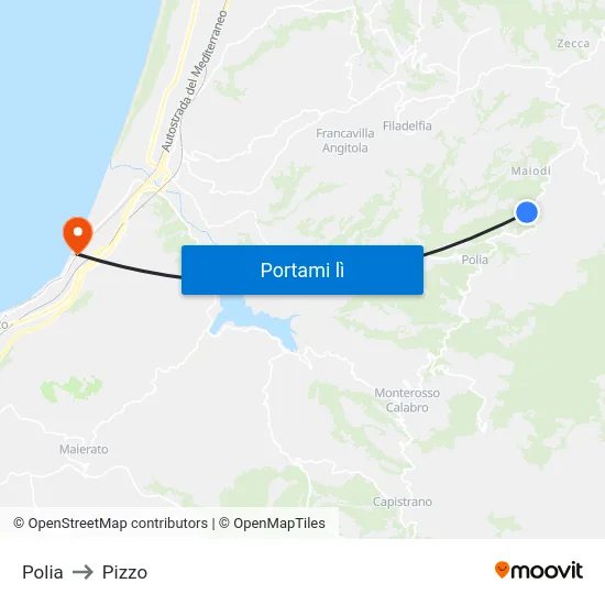 Polia to Pizzo map